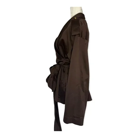 Fendi Brown Front Wrap Collared Jacket
